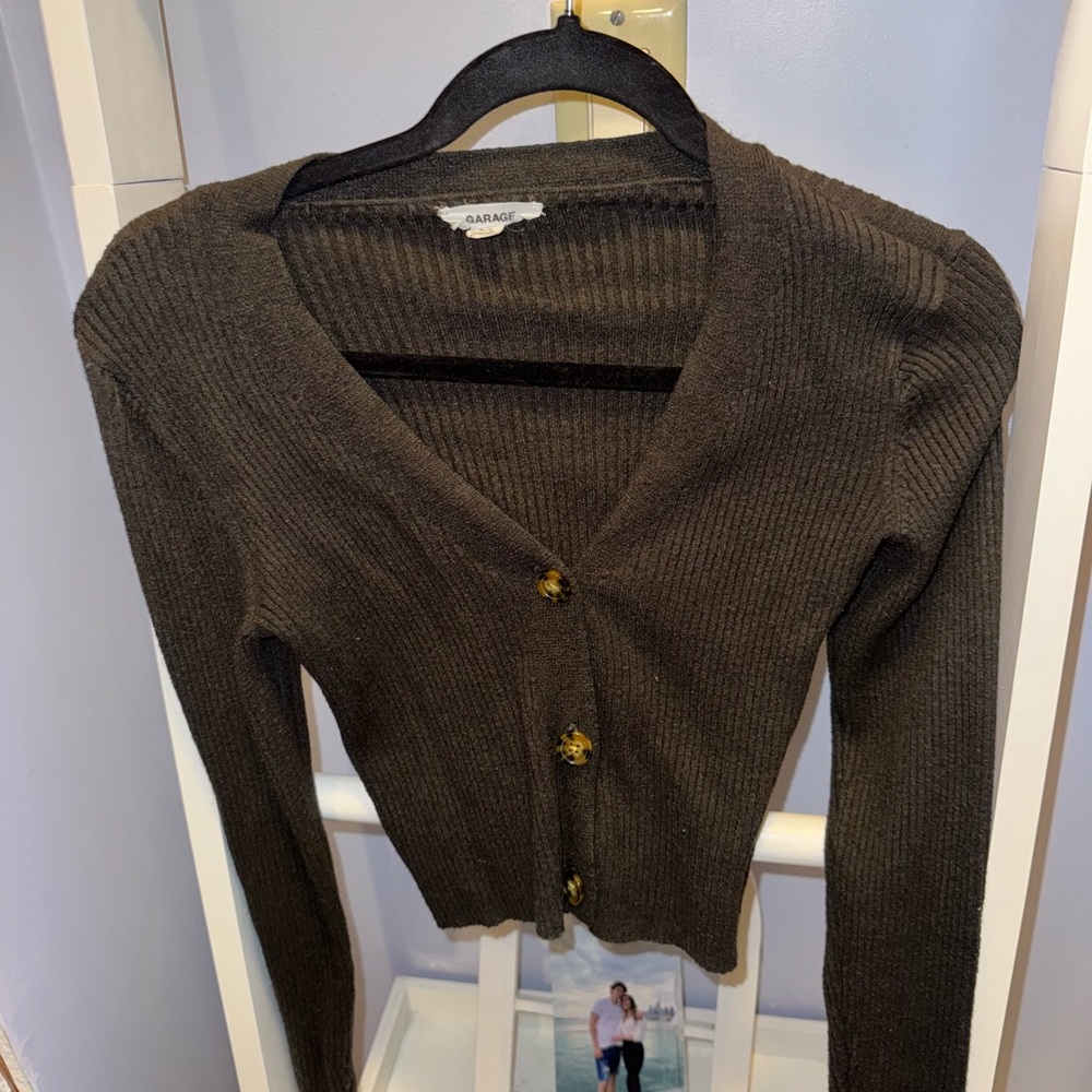 Garage Women's Dark Brown Ribbed Cardigan